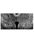 Mouse pad featuring Guts beneath the Eclipse, with shadows and intricate sky patterns, 32x16 inches, perfect for adding dark, intense energy to your desk setup.