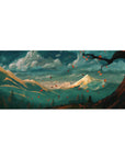 Large 40x20 inches mouse pad featuring fall mountain landscape, with golden peaks and red leaves capturing the magic of autumn.