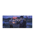 Mouse pad featuring Chainsaw Man characters Denji, Power, and Aki in a 28x12 inches size, set in a neon-lit urban scene.