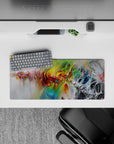 28x12 inches mouse pad with dynamic, colorful brushstrokes, blending bold artistic flair with vibrant energy for a creative desk setup.