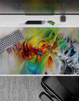40x20 inches desk pad showcasing dynamic oil painting patterns in bright, bold colors, bringing depth and artistic flair to your desk setup.