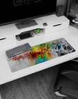 Artistic 32x12 inches mouse pad showcasing swirling brushstrokes in bold, vibrant colors, perfect for inspiring creativity at your desk.