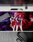 Anime desk pad 40x20 inches featuring Rias Gremory and Akeno Himejima from High School DxD with dramatic lightning.