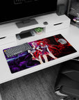 High School DxD mouse pad, 32x16 inches, featuring Rias Gremory and Akeno Himejima in a striking forest scene with lightning and flames.