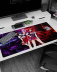 High School DxD anime desk pad 40x20 inches featuring Rias Gremory and Akeno Himejima in a dramatic lightning and fire scene.