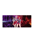 High School DxD anime mouse pad 28x12 inches featuring Rias Gremory and Akeno Himejima in a dramatic lightning and flames scene.
