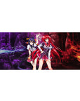 High School DxD desk pad 36x16 inches featuring Rias Gremory and Akeno Himejima amid lightning and flames.