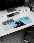 Anime mouse pad 32x12 inches featuring Kakashi Hatake from Naruto, showcasing his calm resolve under a serene sky.