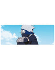 Anime mouse pad 32x12 inches featuring Kakashi Hatake from Naruto, with iconic silver hair and muted navy tones.