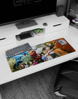 32x12 inches Naruto Uzumaki anime mouse pad with Killer Bee and Yugito Nii, Kurama looming behind.