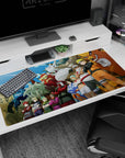 40x20 inches Naruto Uzumaki desk pad standing with Killer Bee and Yugito Nii as Tailed Beasts loom behind.