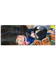 Team 7 anime mouse pad, 32x12 inches, featuring Naruto, Sasuke, Sakura, and Kakashi with bright colors and nostalgic style.