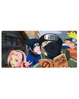 Anime mouse pad 32x16 inches featuring Team 7 from Naruto, showcasing Naruto, Sasuke, Sakura, and Kakashi in nostalgic style.