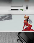 36x16 inches mouse pad with Asuka Langley Shikinami, her red plugsuit contrasting with a soft background, perfect for Neon Genesis Evangelion fans.