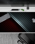 40x20 inches desk pad with bold carbon weave patterns and a diagonal red and black split, adding a modern, sophisticated edge to your desk setup.