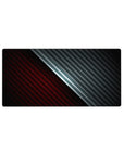 Mouse pad featuring carbon fiber weave with a diagonal red and metallic black split, 32x16 inches, perfect for an edgy, high-performance desk setup.