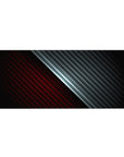 Carbon fiber desk pad featuring a diagonal split between deep red and metallic black, 36x16 inches, ideal for adding a sleek, high-tech touch to your desk.