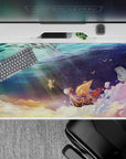 40x20 inches desk pad with the Going Merry from One Piece, showcasing the iconic ship drifting through a serene sky filled with clouds and soft lights.