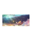 Mouse pad featuring the Going Merry from One Piece, 28x12 inches, drifting through clouds with gentle lights, evoking a sense of adventure and dreams.