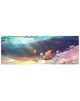Compact 32x12 inches mouse pad featuring the Going Merry from One Piece, surrounded by clouds and gentle lights, exuding magical adventure.