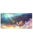 Mouse pad featuring the Going Merry from One Piece, 32x16 inches, floating in a sea of clouds and gentle lights, capturing a sense of adventure.