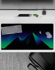 32x16 inches mouse pad with futuristic geometric pyramids and a neon color palette, bringing retro-futurism to your desk.