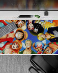 Colorful 40x20 desk pad showcases Straw Hats' bond with bold and lively artwork for fans of adventure