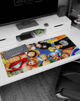 Vibrant crew artwork on 36x16 mouse pad captures the essence of One Piece's greatest team in detail