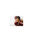 Classic anime mouse pad 14x10 inches with boxer in red gloves, spiky hair, speed lines on white.