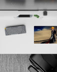 14x10 inches mouse pad featuring Ichigo Kurosaki, ultimate Zangetsu, desert winds, and golden sands for a bold anime vibe.