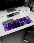 Artistic 32x12 inches mouse pad with Ainz Ooal Gown and Albedo, blending magic, strength, and loyalty in an intense anime design.