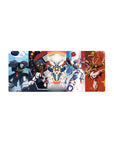 28x12 inches anime mouse pad with five Gundam mecha squad lineup in bold, crisp panel art.