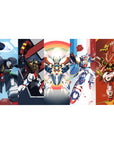 Gundam Wing five-panel squad anime desk pad, 40x20 inches, featuring Heavyarms, Deathscythe, Zero.