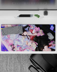 32x16 inches anime girl mouse pad in lilac, candy pink, and dreamy blue for a cozy sleepover vibe.