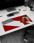 Neon Genesis Evangelion 32x16 mouse pad showcasing Asuka Langley Shikinami with confident smirk, eyepatch, and bold design