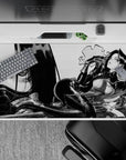 Smoky noir black-and-gray anime mouse pad desk pad 40x20 inches with soft haze and sharp highlights.