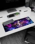 Small but impactful 32x12 mouse pad showcases Albedo's elegance with intricate magical details