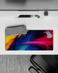 28x12 inches mouse pad with dynamic abstract design in vibrant colors, perfect for adding creativity and modern flair to your desk setup.