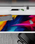 36x16 inches desk pad with dynamic, colorful geometric shapes, adding creativity and bold design to your desk setup.