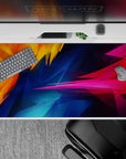 40x20 inches desk pad with colorful abstract design, showcasing bold geometric shapes that bring modern flair and excitement to your desk setup.