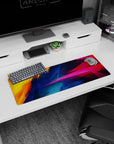 Modern 32x12 inches mouse pad showcasing vibrant geometric patterns, perfect for adding energy, creativity, and color to your desk setup.