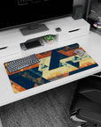 Vibrant minimalism design on 32x16 desk mat brings Abstract Geometric's unique aesthetic to life vividly
