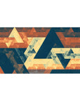 Abstract Geometric Desk Mat 40x20 featuring warm orange, beige, and dark teal triangles for modern retro style