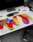 Artistic design on 40x20 desk mat perfect for adding bold inspiration and creative energy to your setup or decor