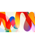 Colorful Abstract Desk Mat 40x20 featuring bold red, yellow, blue, and orange ribbons for vibrant artistic style