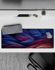 32x12 inches mouse pad with flowing fiber wave patterns, blending dynamic motion and calming energy for a balanced workspace setup.