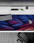 36x16 inches desk pad with intricate fiber wave patterns in bold colors, blending calm and energy to inspire a creative workspace setup.