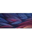 Abstract fiber waves desk pad featuring vibrant blue, purple, and red strokes, 36x16 inches, perfect for adding dynamic motion and creativity to your workspace.