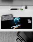 Compact 32x12 inch mouse pad highlighting Vegeta's unstoppable power and Saiyan prince aesthetic