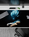 Dynamic 40x20 inch anime desk pad showcasing Vegeta's fierce pride and unstoppable Saiyan power